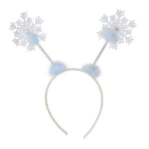 Club Pack of 12 White and Pale Blue Winter Snowflake Bopper Headband Costume Accessories - All