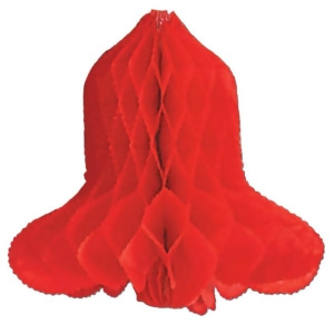 Pack of 12 Red Tissue Bell Hanging Christmas Decorations 20 - All