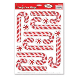 Club Pack of 168 Candy Cane and Peppermint Candy Window Clings Christmas Decorations 17 - All