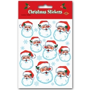 Club Pack of 48 Santa Claus Face Christmas Stickers 7.5 x 4.75 - All
