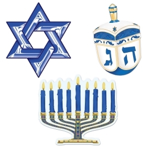 Club Pack of 12 Blue White and Gold Hanukkah Cutout Decorations 9.5 - All