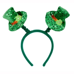 Club Pack of 12 Green Sequined Leprechaun Hat St. Patrick's Day Snap-On Bopper Headbands - All