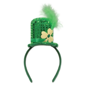Club Pack of 12 St. Patrick's Day Green Glittered Leprechaun Hat Headbands - All
