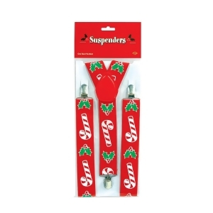 Club Pack of 12 Red and Green Candy Cane and Holly Adjustable Suspender Costume Accessories - All