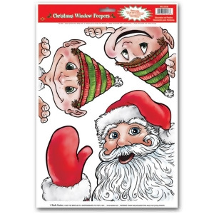 Club Pack of 36 Peeper Santa and Elves Window Clings Christmas Decorations 17 - All