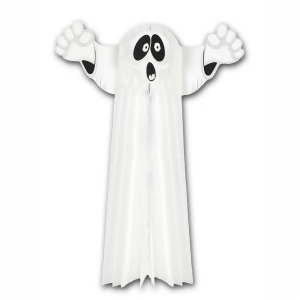 Club Pack of 12 White Tissue Hanging Ghost Halloween Decorations 23 - All
