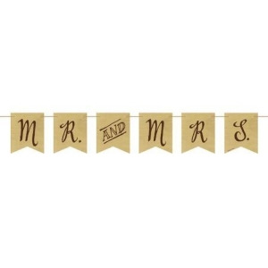 Pack of 6 Rustic Wedding Mr Mrs rown Burlap Pennant Flag Party Banners - All