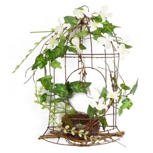 14 White Artificial Dogwood Flowers and Ivy Table Top Birdcage Decoration - All