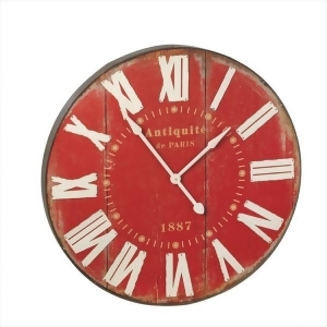 35.5 Distressed Brick Red with White Roman Numerals Antique de Paris Round Wall Clock - All