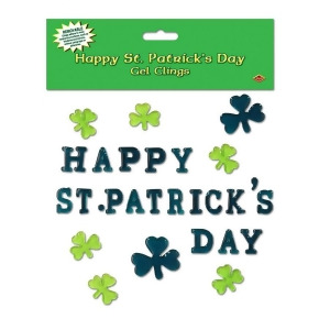 Club Pack of 336 Happy St. Patrick's Day Gel Window Cling Decorations 7.5 - All