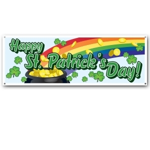 Club Pack of 12 Happy St Patrick's Day Rainbow and Pot of Gold Decorative Banners 60 - All