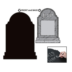 Club Pack of 24 Gray and Black Chalkboard Tombstone Halloween Cutout Decorations 21.75 - All