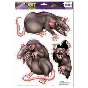 Club Pack of 36 Spooky Vicious Rats Peel 'N Place Halloween Decorations - All