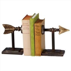 Set of 2 Distressed Black and Gold Iron Arrow Bookends 7 - All
