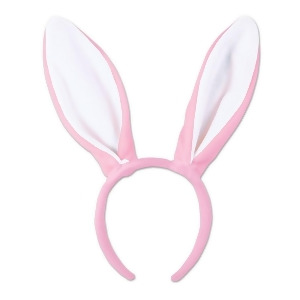 Pack of 12 Pink and White Soft-Touch Bunny Ears Headbands Easter Costume Accessories - All