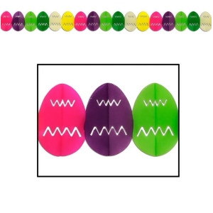 Pack of 12 Colorful Easter Egg Garland with Wiggles Party Decorations 12' - All