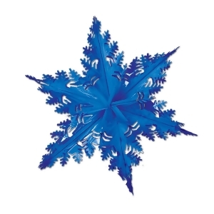Club Pack of 12 Metallic Blue Winter Snowflake Hanging Christmas Decorations 24 - All