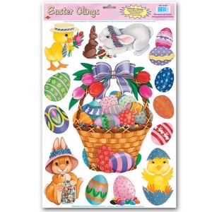 Pack of 12 Easter Basket and Friends Decorative Window and Glass Clings - All