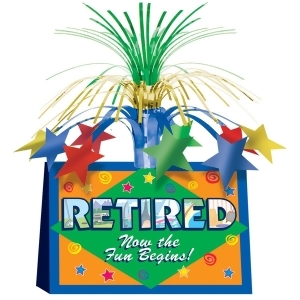Pack of 12 Metallic Retired Now The Fun Begins Foil Centerpiece 13 - All