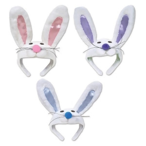 Pack of 12 Plush Bunny Head Headband Easter Costume Accessories - All