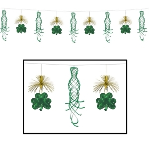 Club Pack of 12 Shamrock Shimmer Pennant St. Patrick's Day Hanging Garland Decorations 10' - All