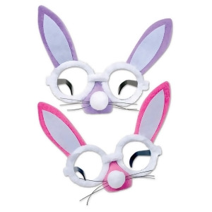 Pack of 12 Lavender and Pink Plush Bunny Glasses Easter Party Favors - All