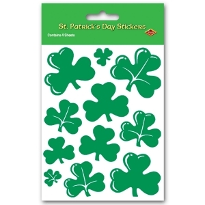 Club Pack of 48 Green St. Patrick's Day Shamrock Sticker Sheets 7.5 - All