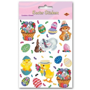 Club Pack of 48 Easter Bunny Basket and Egg Stickers Party favors 7.5 - All