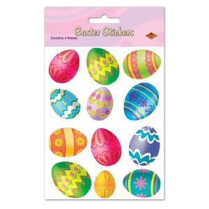 Pack of 48 Vibrant Easter Egg Stickers Easter Party Favors 7.5 - All