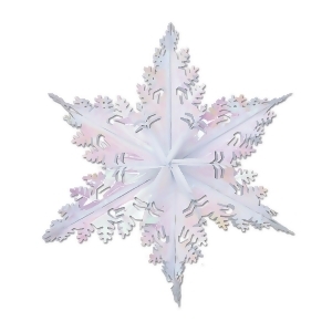 Club Pack of 12 Metallic Opalescent Winter Snowflake Hanging Christmas Decorations 24 - All