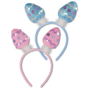 Club Pack of 12 Blue and Pink Easter Egg Bopper Headbands Costume Accessories - All