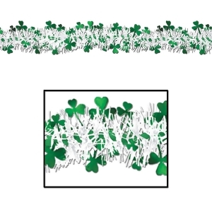 Pack of 12 Shamrock and White Tinsel Garland Hanging Decorations 12' - All