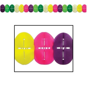 Pack of 12 Colorful Easter Egg Garland with Cross Accents Party Decorations 12' - All