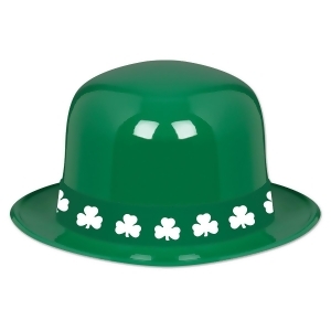 Club Pack of 25 St. Patrick's Day Green Plastic Shamrock Derby Hat Costume Accessories - All