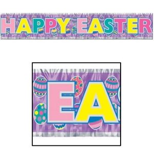 Club Pack of 12 Metallic Happy Easter Fringe Banner Hanging Decorations 5' - All