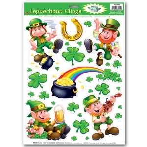Club Pack of 120 Leprechaun and Shamrock St. Patrick's Day Window Cling Decorations 17 - All