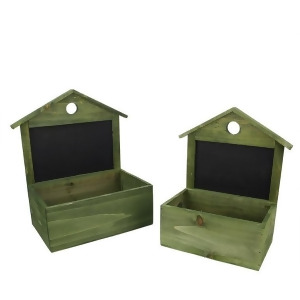 Set of 2 Decorative Wooden Green Rectangular Christmas Boxes with Chalkboard Accent 12-13.25 - All