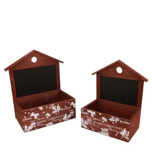 Set of 2 Decorative Wooden Red Rectangular Christmas Boxes with Chalkboard Accent 12-13.25 - All