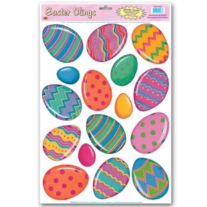 Club Pack of 192 Bright Multi-Colored Easter Egg Window Cling Decorations 17 - All