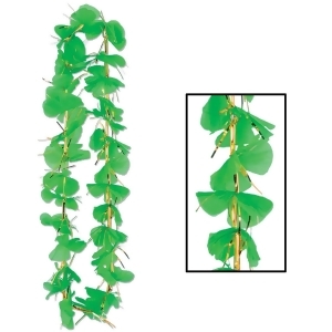 Club Pack of 12 Green Silk and Gold Tinsel Shamrock St. Patrick's Day Lei Necklaces 36 - All