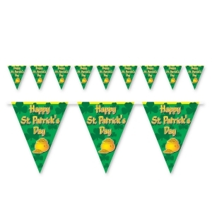 Club Pack of 12 Happy St. Patrick's Day Pennant Streamer Banner Hanging Decorations 11 x 12' - All