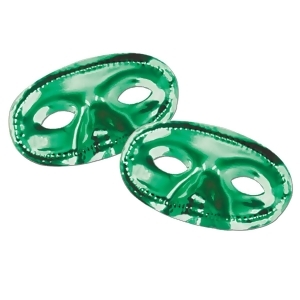 Club Pack of 24 Elastic Attached Metallic Kelly Green Mardi Gras Masquerade Half Masks - All