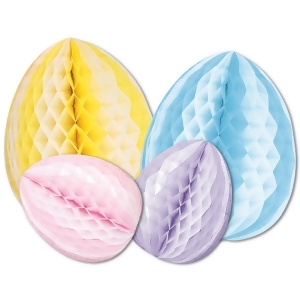 Club Pack of 12 Easter Themed Multi-Colored Honeycomb Tissue Egg Decorative Table Centerpieces 12 - All