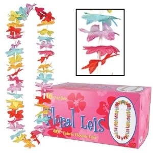 Club Pack of 16 Multi-Color Artificial Floral Tropical Leis with Printed Retail Packaging 40 - All