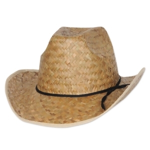 Club Pack of 60 Hi-Crown Straw Cowboy Hats with Shoelace Band Adult Size - All