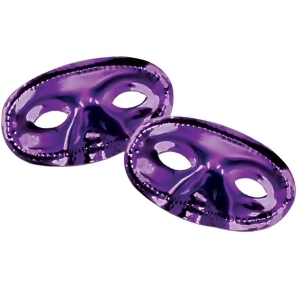 Club Pack of 24 Elastic Attached Metallic Plum Purple Mardi Gras Masquerade Half Masks - All