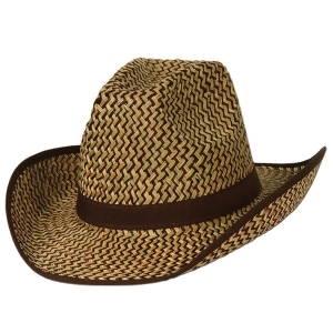 Club Pack of 60 Two-Tone Straw Cowboy Hats with Brown Trim and Band Adult Size - All