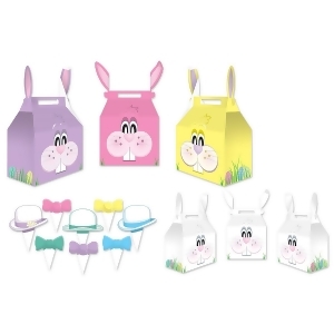 Club Pack of 12 3-D Bunny Favor Boxes Hats and Bow Ties Included 3 Count - All