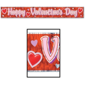 Pack of 12 Metallic Happy Valentine's Day Fringe Banner Hanging Decorations 5' - All
