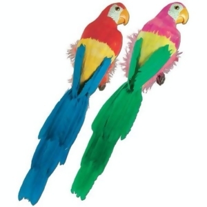 Pack of 6 Large Vibrant Brightly Colored Feathered Parrot Luau Party Decorations 20 - All